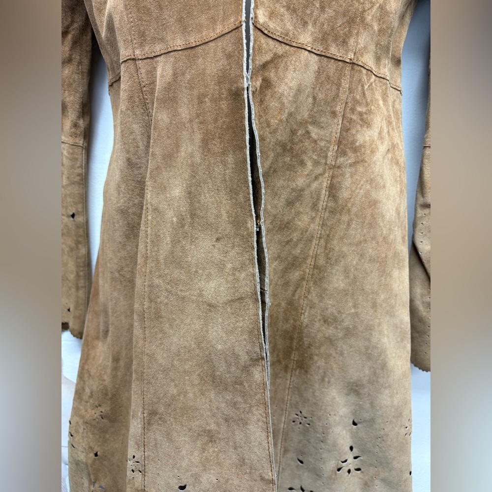 Tan Leather Women's Coat - Picture 5 of 16